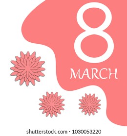 Greeting card for March 8. International Women's Day. Paper flowers, abstraction, vector illustration.