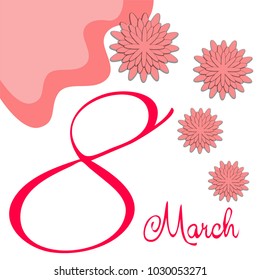 Greeting card for March 8. International Women's Day. Paper flowers, abstraction, vector illustration.