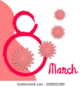 Greeting card for March 8. International Women's Day. Paper flowers, abstraction, vector illustration.