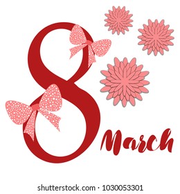 Greeting card for March 8. International Women's Day. Paper flowers, abstraction, vector illustration.