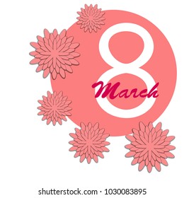 Greeting card for March 8. International Women's Day. Paper flowers, abstraction, vector illustration.
