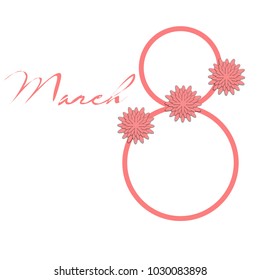 Greeting card for March 8. International Women's Day. Paper flowers, abstraction, vector illustration.