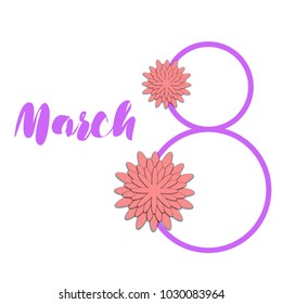 Greeting card for March 8. International Women's Day. Paper flowers, abstraction, vector illustration.