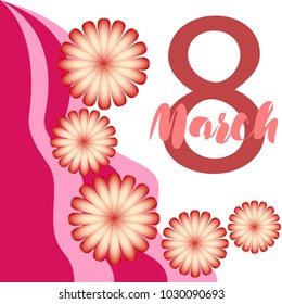 Greeting card for March 8. International Women's Day. Flowers, abstraction, vector illustration.