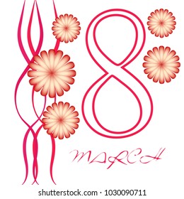 Greeting card for March 8. International Women's Day. Flowers, abstraction, vector illustration.