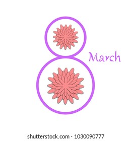 Greeting card for March 8. International Women's Day. Paper flowers, abstraction, vector illustration.
