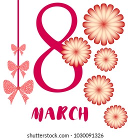 Greeting card for March 8. International Women's Day. Flowers, abstraction, vector illustration.