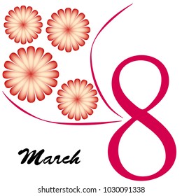 Greeting card for March 8. International Women's Day. Flowers, abstraction, vector illustration.