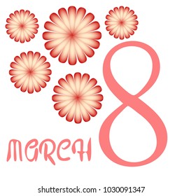 Greeting card for March 8. International Women's Day. Flowers, abstraction, vector illustration.