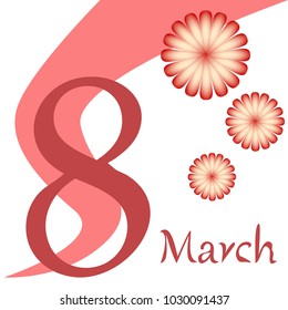 Greeting card for March 8. International Women's Day. Flowers, abstraction, vector illustration.