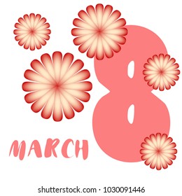 Greeting card for March 8. International Women's Day. Flowers, abstraction, vector illustration.