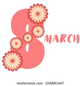 Greeting card for March 8. International Women's Day. Flowers, abstraction, vector illustration.