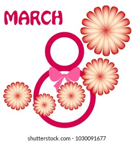 Greeting card for March 8. International Women's Day. Flowers, abstraction, vector illustration.