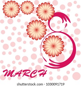 Greeting card for March 8. International Women's Day. Flowers, abstraction, vector illustration.