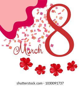 Greeting card for March 8. International Women's Day. Flowers, abstraction, vector illustration.