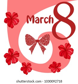 Greeting card for March 8. International Women's Day. Flowers, abstraction, vector illustration.