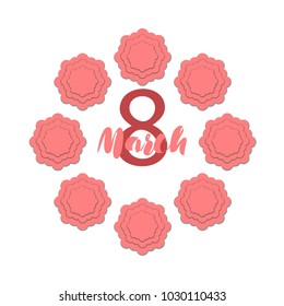 Greeting card for March 8. International Women's Day. Paper flowers, abstraction, vector illustration.