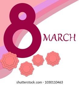 Greeting card for March 8. International Women's Day. Paper flowers, abstraction, vector illustration.