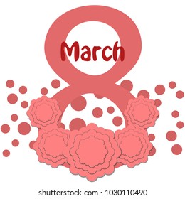 Greeting card for March 8. International Women's Day. Paper flowers, abstraction, vector illustration.