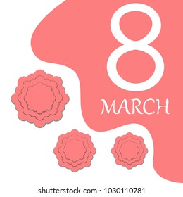 Greeting card for March 8. International Women's Day. Paper flowers, abstraction, vector illustration.
