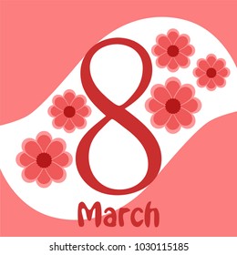 Greeting card for March 8. International Women's Day. Paper flowers, abstraction, vector illustration.