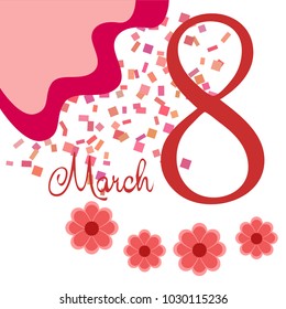 Greeting card for March 8. International Women's Day. Paper flowers, abstraction, vector illustration.