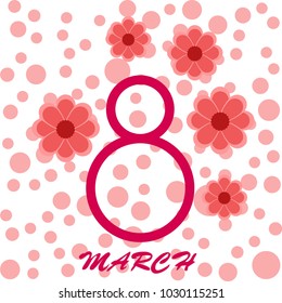 Greeting card for March 8. International Women's Day. Paper flowers, abstraction, vector illustration.