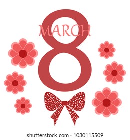 Greeting card for March 8. International Women's Day. Paper flowers, abstraction, vector illustration.