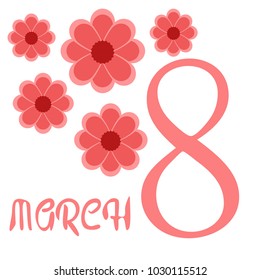 Greeting card for March 8. International Women's Day. Paper flowers, abstraction, vector illustration.