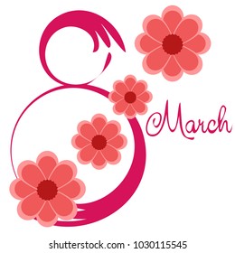 Greeting card for March 8. International Women's Day. Paper flowers, abstraction, vector illustration.