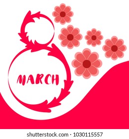 Greeting card for March 8. International Women's Day. Paper flowers, abstraction, vector illustration.