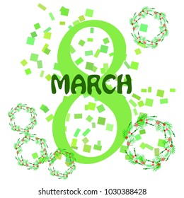 Greeting card for March 8. International Women's Day. Flowers, abstraction, vector illustration.