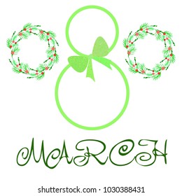 Greeting card for March 8. International Women's Day. Flowers, abstraction, vector illustration.
