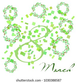 Greeting card for March 8. International Women's Day. Flowers, abstraction, vector illustration.