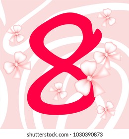 Greeting card for March 8. International Women's Day. Bow, abstraction, vector illustration.