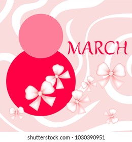Greeting card for March 8. International Women's Day. Bow, abstraction, vector illustration.