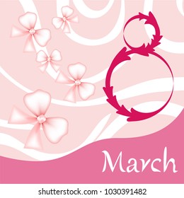 Greeting card for March 8. International Women's Day. Bow, abstraction, vector illustration.