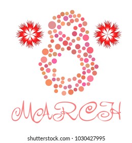 Greeting card for March 8. International Women's Day. Flowers, abstraction, vector illustration.