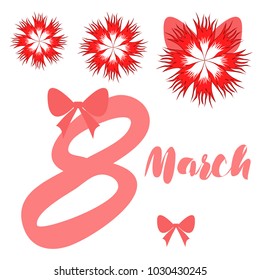 Greeting card for March 8. International Women's Day. Flowers, abstraction, vector illustration.