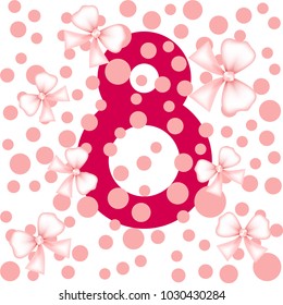 Greeting card for March 8. International Women's Day. Bow, abstraction, vector illustration.