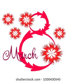 Greeting card for March 8. International Women's Day. Flowers, abstraction, vector illustration.