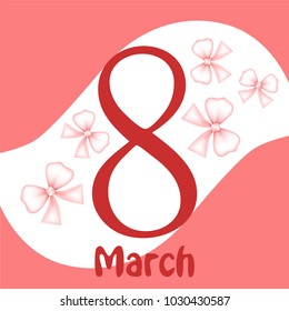 Greeting card for March 8. International Women's Day. Bow, abstraction, vector illustration.
