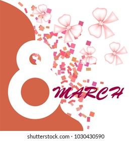 Greeting card for March 8. International Women's Day. Bow, abstraction, vector illustration.