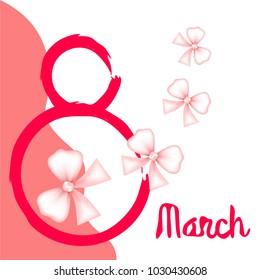 Greeting card for March 8. International Women's Day. Bow, abstraction, vector illustration.