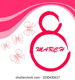 Greeting card for March 8. International Women's Day. Bow, abstraction, vector illustration.