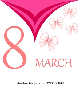 Greeting card for March 8. International Women's Day. Bow, abstraction, vector illustration.