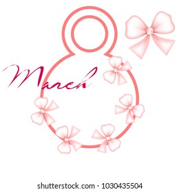 Greeting card for March 8. International Women's Day. Bow, abstraction, vector illustration.
