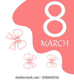 Greeting card for March 8. International Women's Day. Bow, abstraction, vector illustration.
