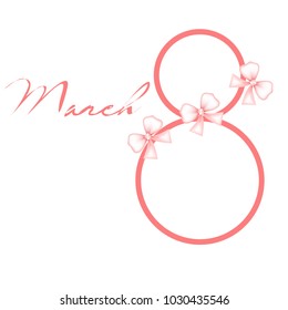 Greeting card for March 8. International Women's Day. Bow, abstraction, vector illustration.