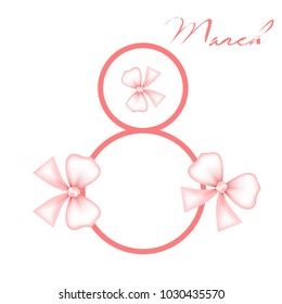Greeting card for March 8. International Women's Day. Bow, abstraction, vector illustration.